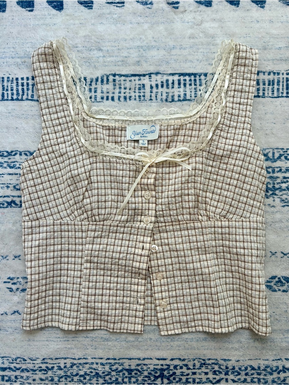 Pacsun brown and cream button up tank top